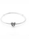 Women's Moments Family Tree Heart Clasp Snake Chain Bracelet Black Silver - PANDORA - BALAAN.