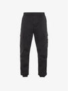 Garment Dyed Cotton Wool Satin Cargo Track Pants Black - STONE ISLAND - BALAAN 3