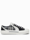 KAI Check Cotton Leather Low Top Sneakers - BURBERRY - BALAAN 1