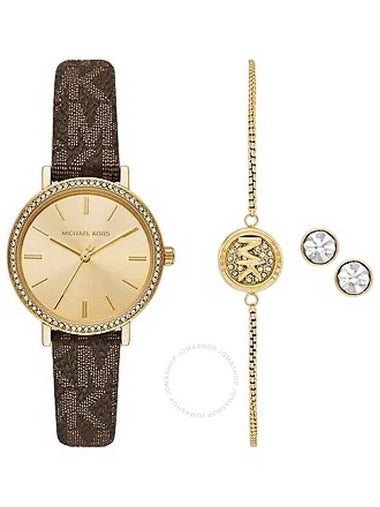 Michael Kors Addyson Quartz Crystal Gold Dial Ladies Watch and Jewelry Set - MICHAEL KORS - BALAAN 1