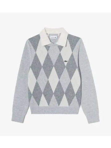 Women s crew neck sweater with detachable collar melange gray - LACOSTE - BALAAN 1