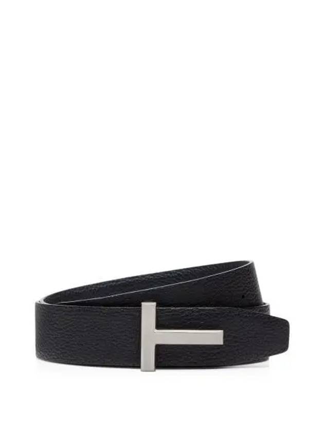 Silver Hardware T Logo Reversible Leather Belt Brown - TOM FORD - BALAAN 2