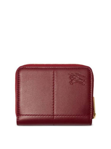 Snip Embossed Logo Zip Around Half Wallet Ruby - BURBERRY - BALAAN 1