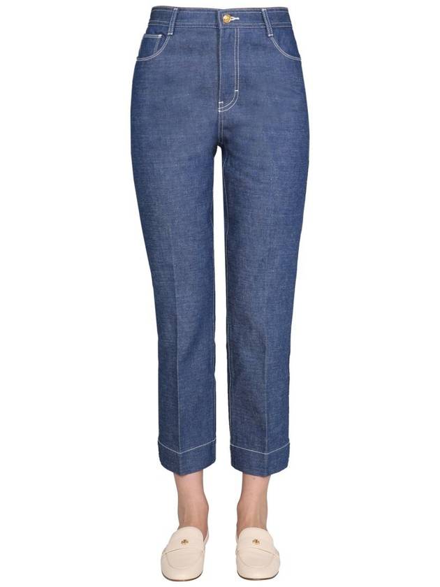 Women's Pocket Cropped Straight Jeans - TORY BURCH - BALAAN 2