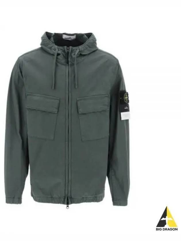 Cotton Twill Stretch Hooded Jacket Dark Green - STONE ISLAND - BALAAN 2