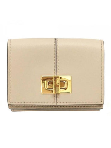 Women's Micro Twist Card Wallet Beige - FENDI - BALAAN 1