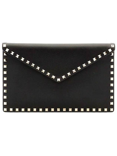 Envelope Rockstud Clutch Bag Black - VALENTINO - BALAAN 1