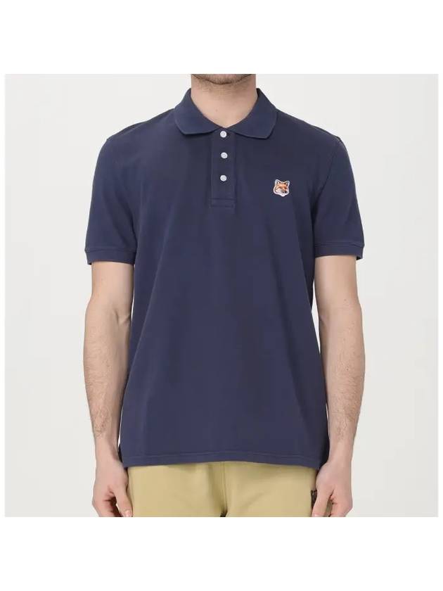 Short Sleeve Polo T Shirt Navy LM00208KJ7002 - MAISON KITSUNE - BALAAN 2