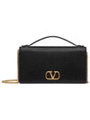 V Logo Signature Chain Long Wallet Black - VALENTINO - BALAAN 3