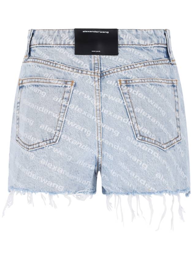 All-Over Logo Bite High Waist Denim Shorts Blue - ALEXANDER WANG - BALAAN 3