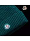 Kids Wool Beanie Leaf Green 3B00008 M1242 872 - MONCLER - BALAAN 4