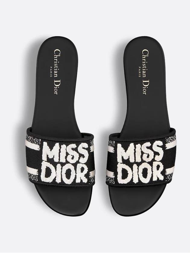 Dway Embroidered Cotton Slide Black White - DIOR - BALAAN 4