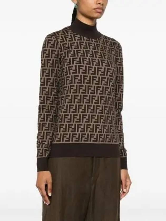 FF Cotton Turtleneck Brown - FENDI - BALAAN 4