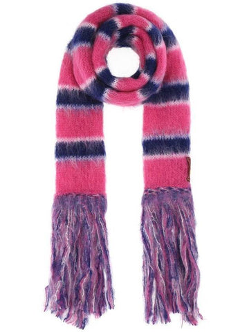 Embroidered Mohair Blend Muffler Pink Purple - MARNI - BALAAN.