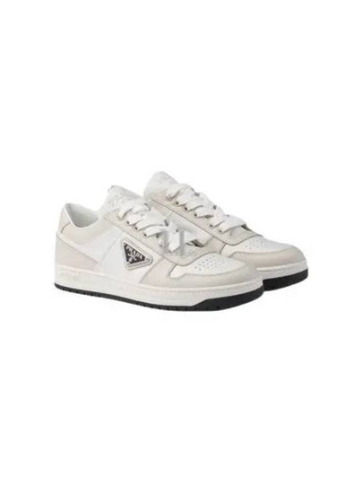 Downtown Leather Low Top Sneakers White Dusty Grey - PRADA - BALAAN 2