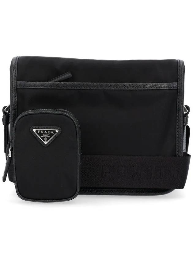 Triangle Logo Re-Nylon Saffiano Leather Cross Bag Black - PRADA - BALAAN 4