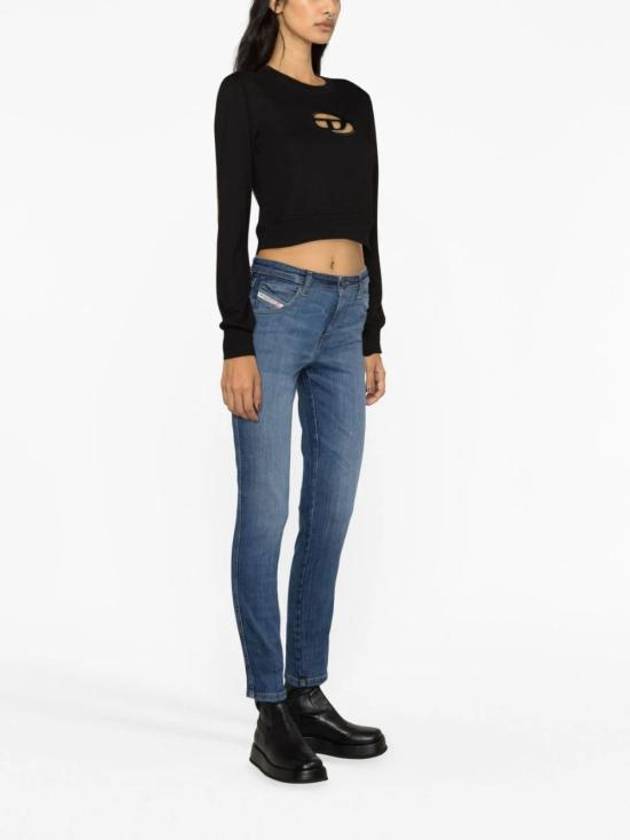 F Slimmy Cutout Logo Crop Sweatshirt Black - DIESEL - BALAAN 4