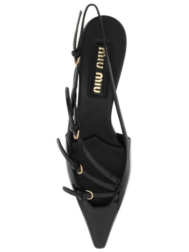 Buckles Patent Leather Slingback Heels Black - MIU MIU - BALAAN 3