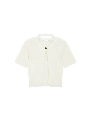 Halterneck layered short sleeve cardigan white 270005 - ALEXANDER WANG - BALAAN 1