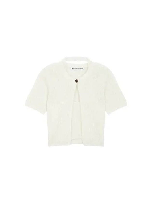 Halterneck layered short sleeve cardigan white 270005 - ALEXANDER WANG - BALAAN 1