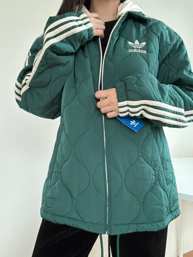 Classic Sports Fleece Quilted Hooded Jacket Green - ADIDAS - BALAAN 8