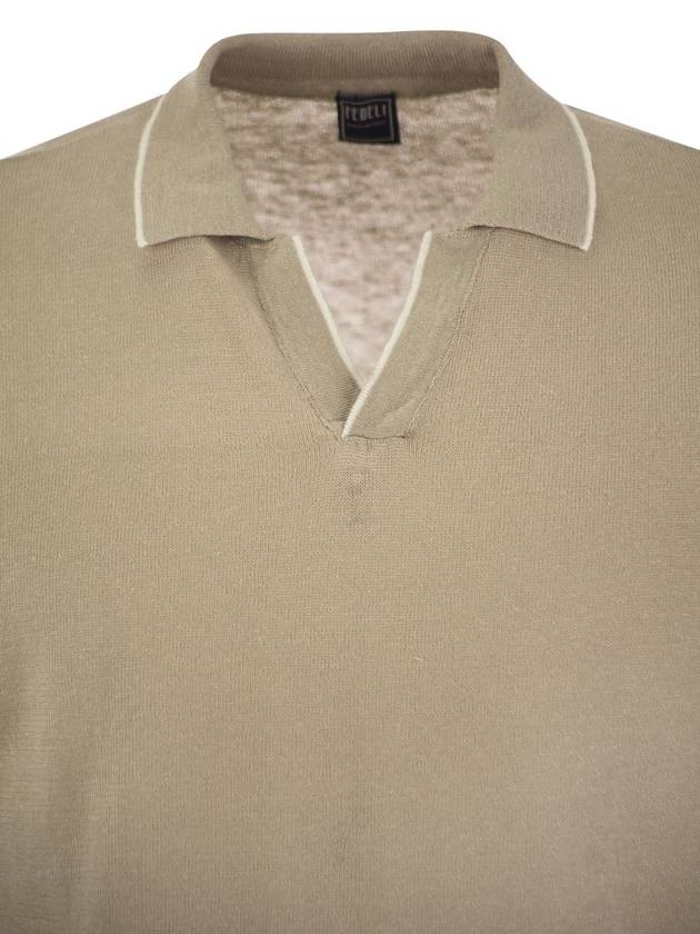 Polo shirt with open collar in linen and cotton - FEDELI - BALAAN 4