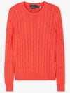 Embroidered Logo Pony Cable Knit Top Red - POLO RALPH LAUREN - BALAAN 3