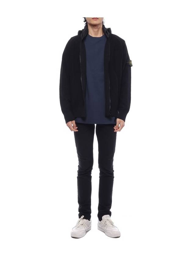 Compass Badge Cotton Zip-up Hoodie Black - STONE ISLAND - BALAAN 4