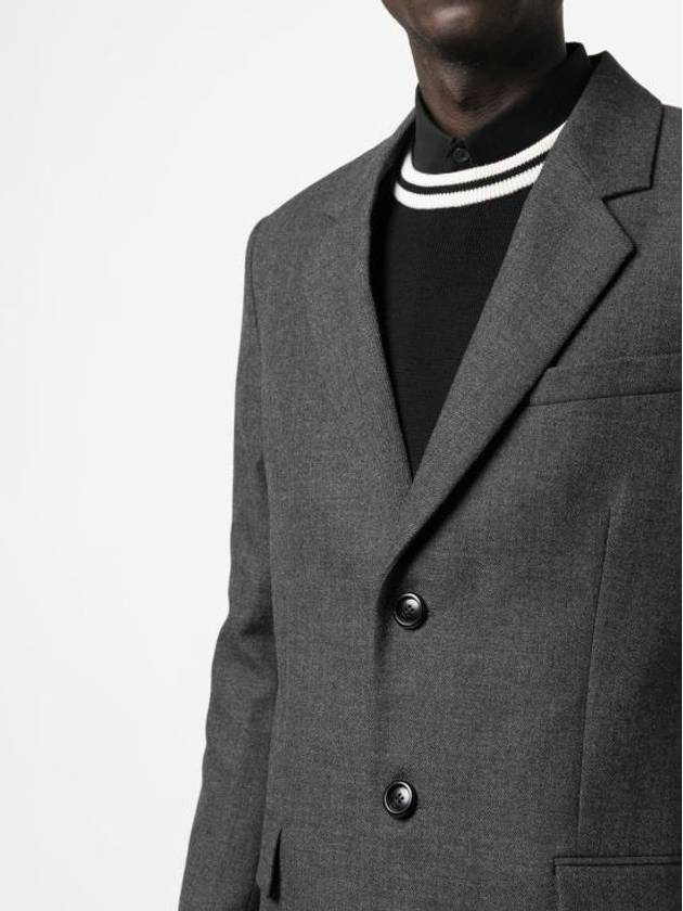 Men's Virgin Wool Single Coat Dark Grey - AMI - BALAAN 3