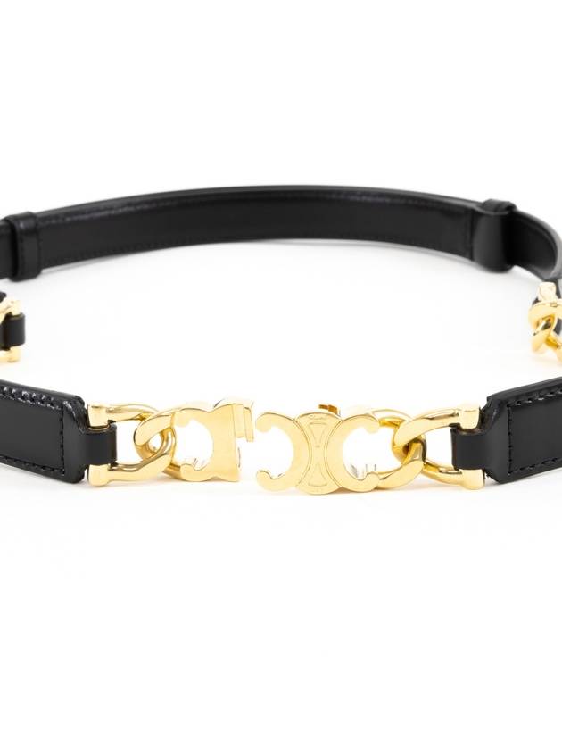 Small Gourmet Triomphe Leather Belt Black - CELINE - BALAAN 5