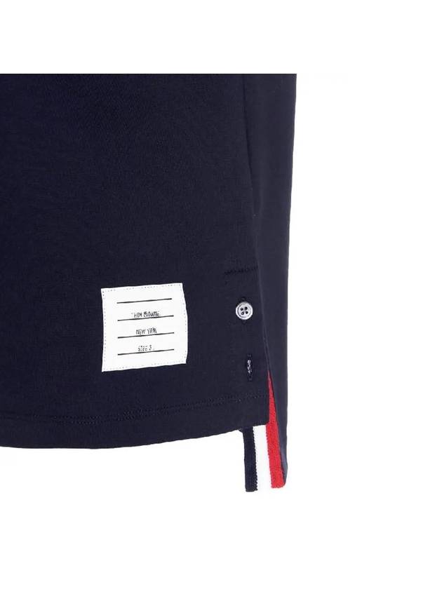 Men's Medium Weight Jersey Tipped Pocket Crewneck Short Short Sleeve T-Shirt Navy - THOM BROWNE - BALAAN 5