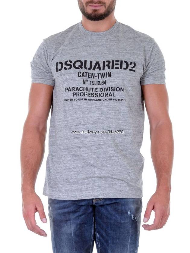 Men's Dique Logo Vintage Gray Short Sleeve TShirt S74GD0170 858M - DSQUARED2 - BALAAN 6