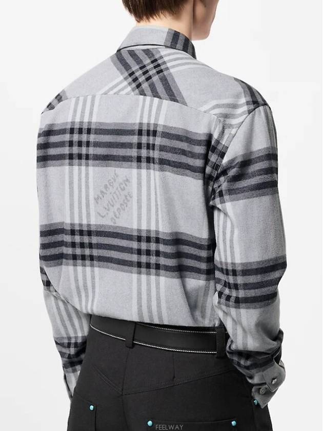 1AFXSV Long Sleeved Cotton Flannel Shirt - LOUIS VUITTON - BALAAN 3