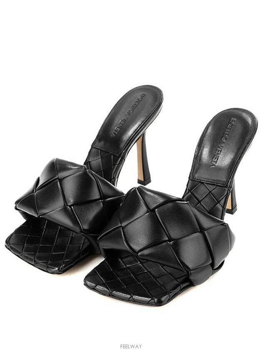 Lido Intrecciato Sandal Heels Black - BOTTEGA VENETA - BALAAN 2