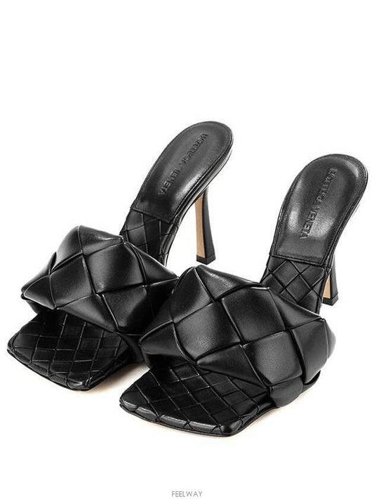 Lido Intrecciato Sandals Heel Black - BOTTEGA VENETA - BALAAN 2