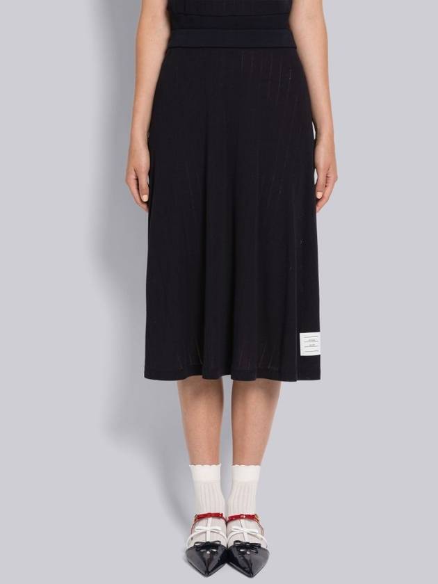 Pointelle Rip Below The Knee A-Line Skirt Navy - THOM BROWNE - BALAAN 2