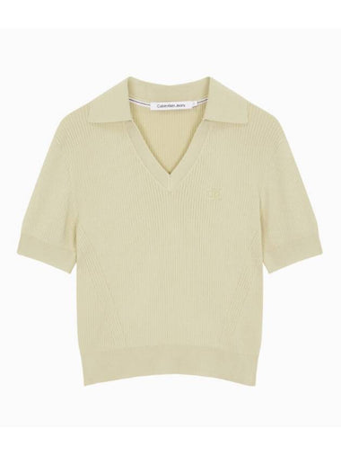 Jeans Sensual Lip Baby Fit Polo Shirt Pale Khaki - CALVIN KLEIN - BALAAN 1