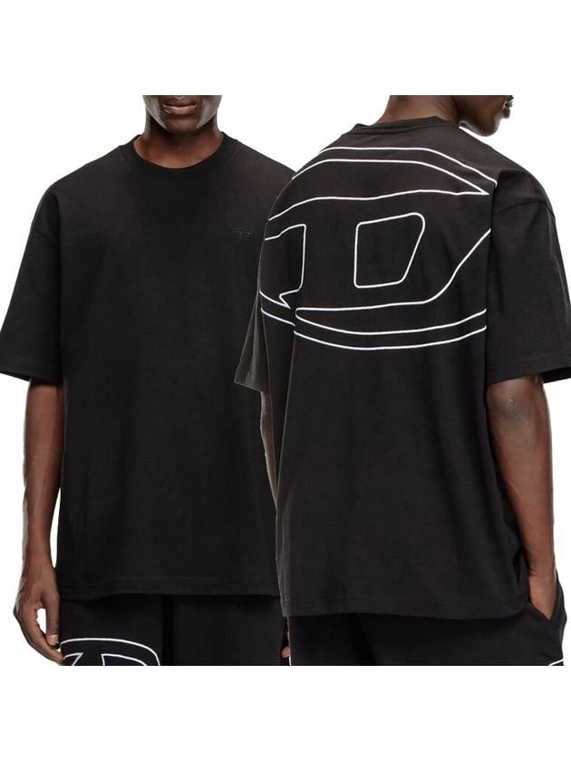 Maxi Oval D Embroidered Short Sleeve T-Shirt Black - DIESEL - BALAAN 2