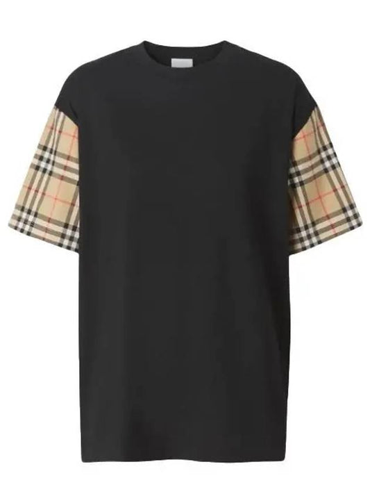 Vintage Check Sleeve Cotton Oversized T-shirt Black - BURBERRY - BALAAN 2