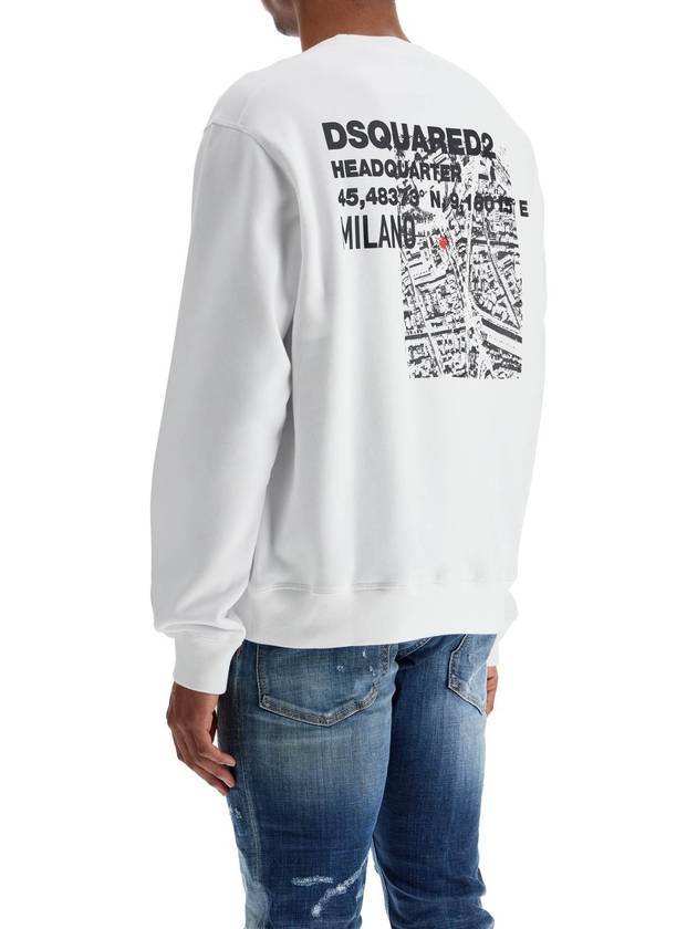 white crew neck sweatshirt in cotton with embroidered logo - DSQUARED2 - BALAAN 3