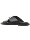 Triangle Logo Leather Slippers Black - PRADA - BALAAN 4