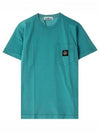 Embroidered Logo Patch Pocket Short Sleeve T-Shirt Light Blue - STONE ISLAND - BALAAN 2