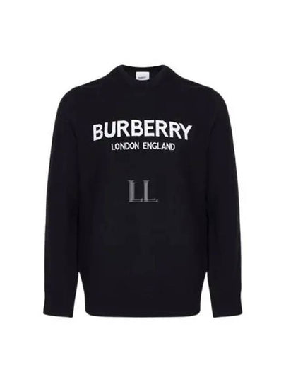 Jacquard Logo Wool Knit Top Navy - BURBERRY - BALAAN 2