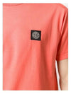 Logo Patch Short Sleeve T-Shirt Orange - STONE ISLAND - BALAAN 4