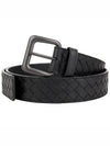 Intreciato Leather Belt Black - BOTTEGA VENETA - BALAAN 2