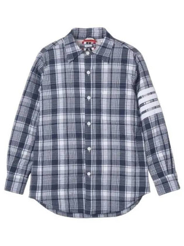 Diagonal striped check shirt navy white - THOM BROWNE - BALAAN 1