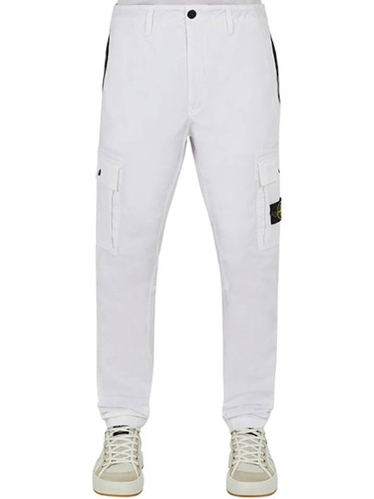 Men's Wappen Patch Slim Cargo Straight Pants White - STONE ISLAND - BALAAN 2