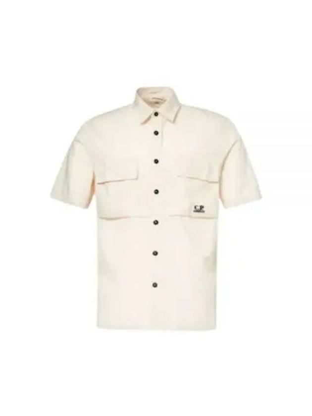 Cotton Rip-Stop Short Sleeve Shirt Beige - CP COMPANY - BALAAN 2