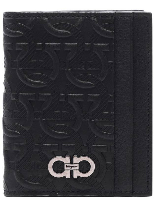 Embossed Logo Flap Gancini Card Wallet Black - SALVATORE FERRAGAMO - BALAAN 2