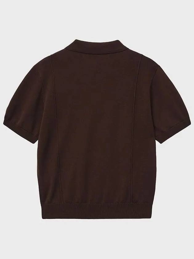 Wool Polo Half Knit Top Brown - NOIRER FOR WOMEN - BALAAN 4